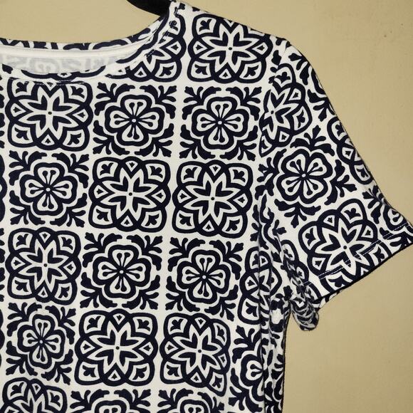 Talbots Navy White Print Scalloped‎ Neck M/P - Picture 9 of 10